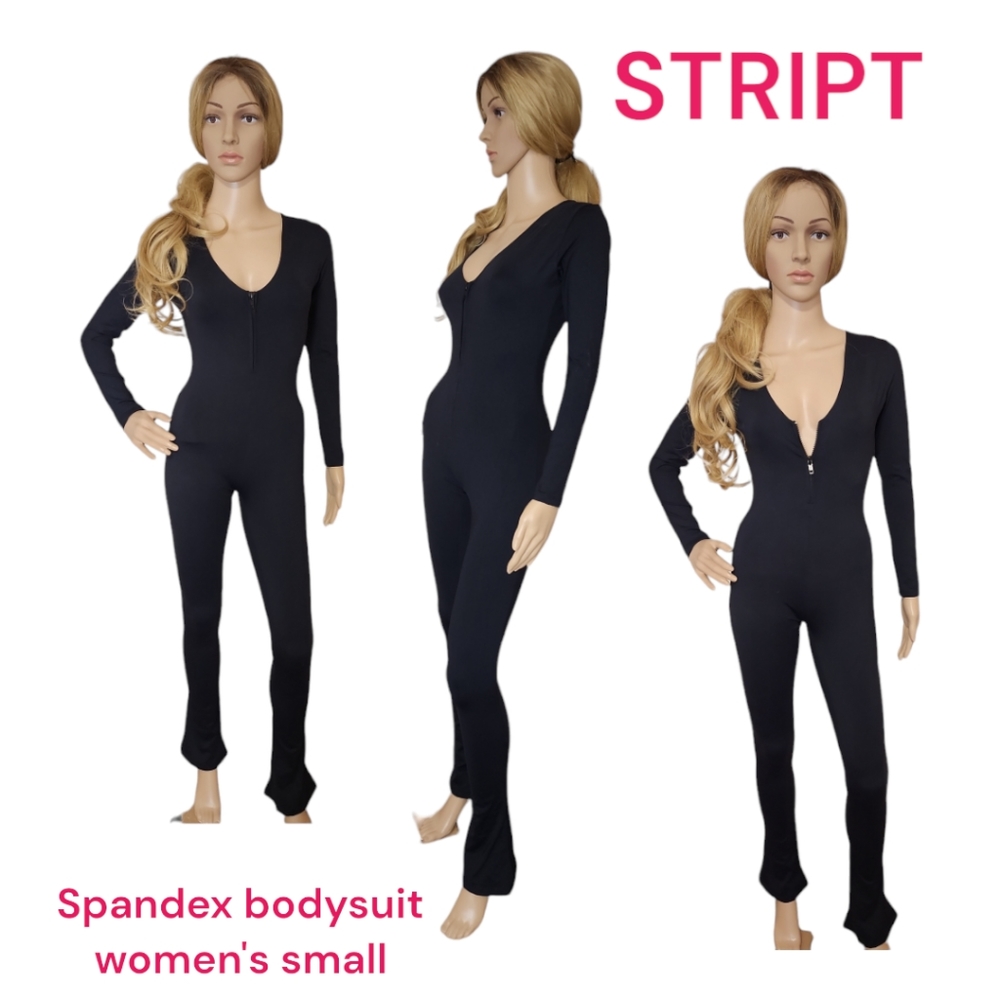 Stript Official Cedes 2.0 Bodysuit in black long sleeve flare Cuff women's S EUC